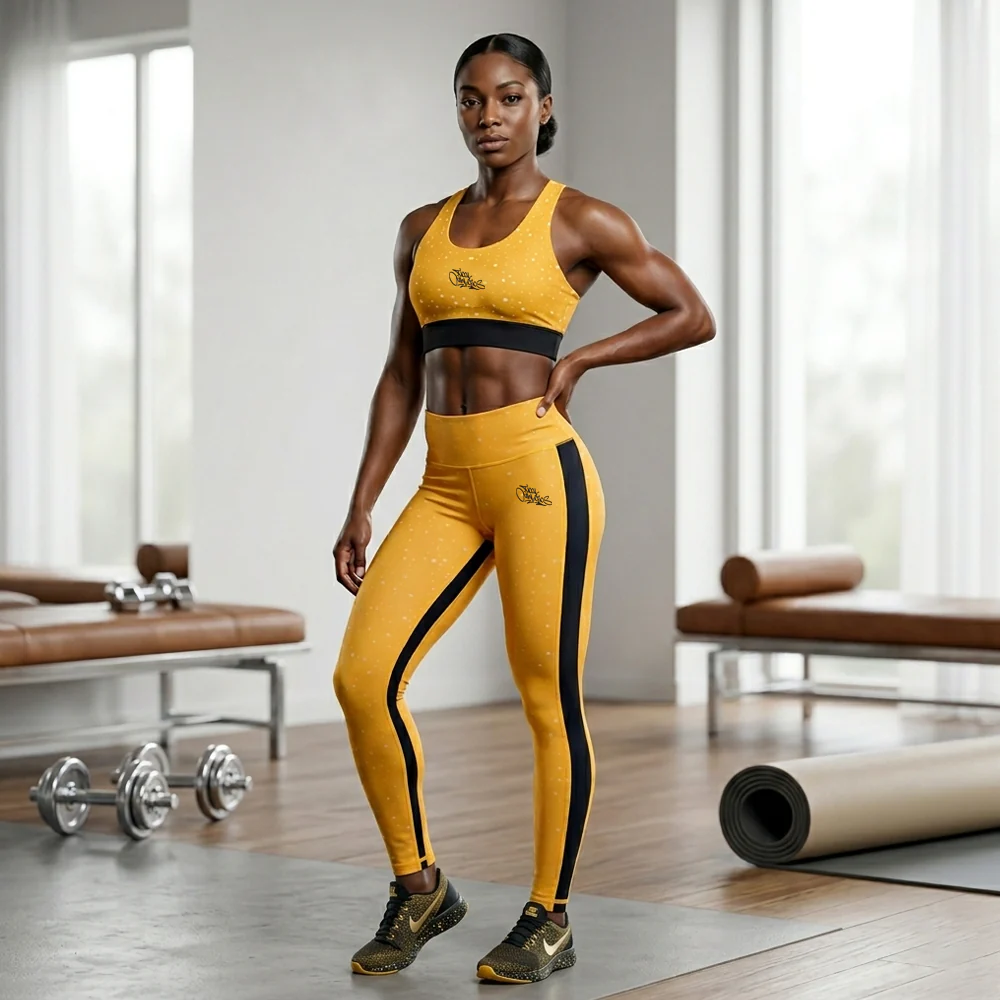 TICAL Athletics Women's Sports Bra Yellow and Black - Image 4